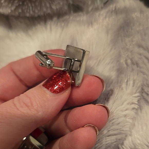 Checkered Red and Black Stainless Steel Cufflinks Brand New In Box - Picture 4 of 5